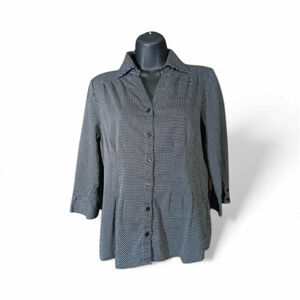 Fred David Women's Black & White Polka Dot Button-Down Top – Size S – JC123